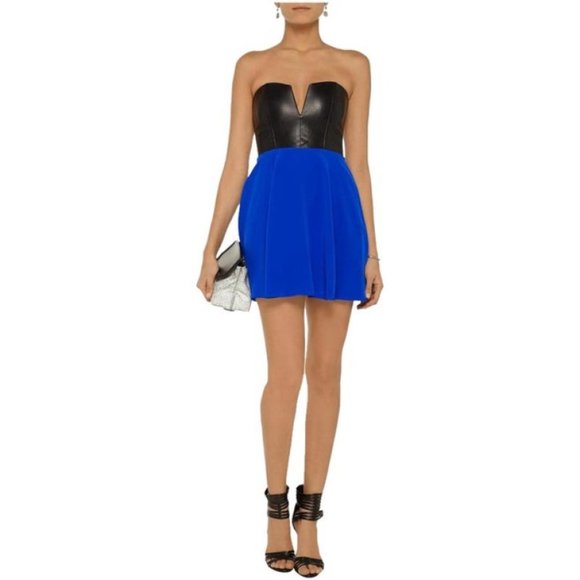 Michelle Mason Leather & Silk Corset Mini Dress - Picture 2 of 9